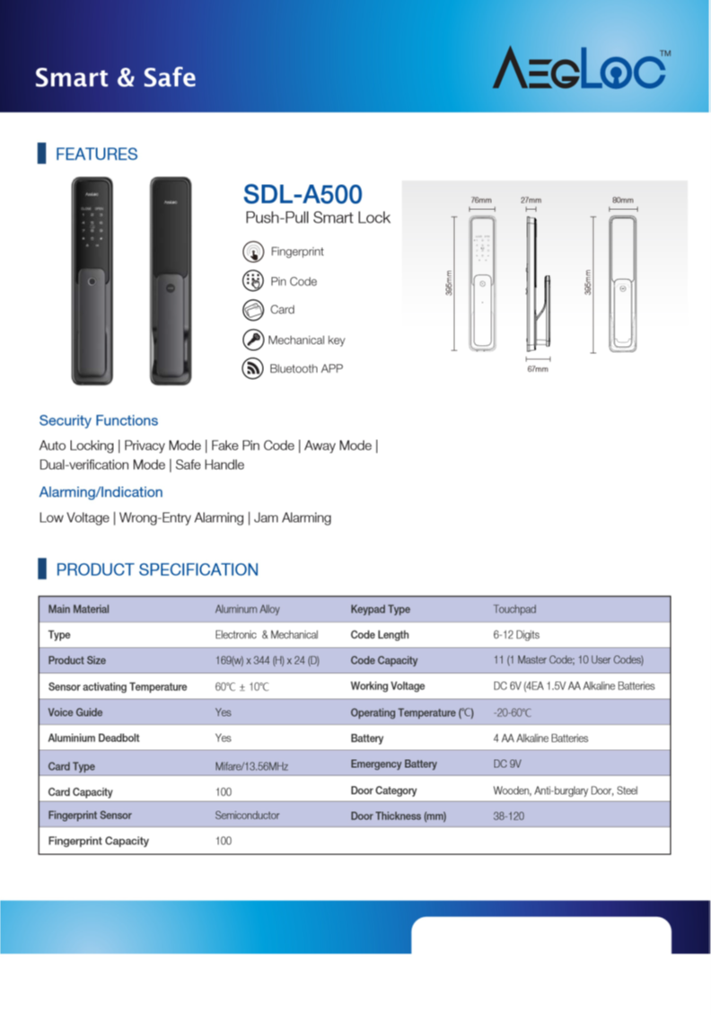 SDL-A500 Smart Digital Push-Pull Door Lock